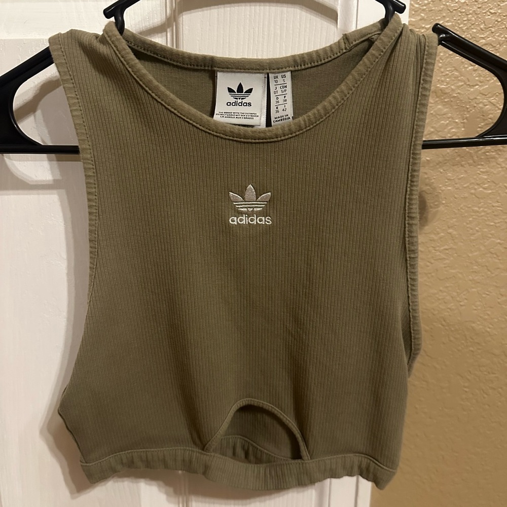 Adidas Khaki Ribbed Top